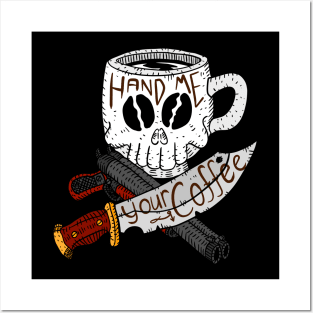 coffee gang. black coffee pirate. hand drawn logo. Posters and Art
